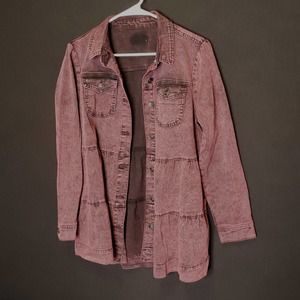 Lori Goldstein Pink Ruffled Demin jacket Sz M/L